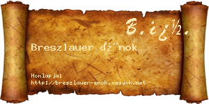 Breszlauer Énok névjegykártya